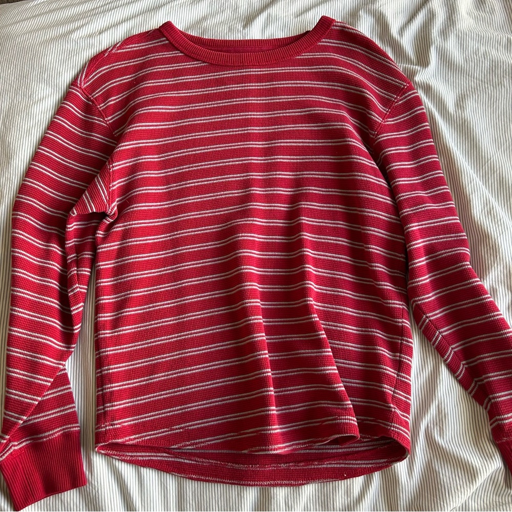 Redhead Small Red Striped Waffleknit Thermal Sweater